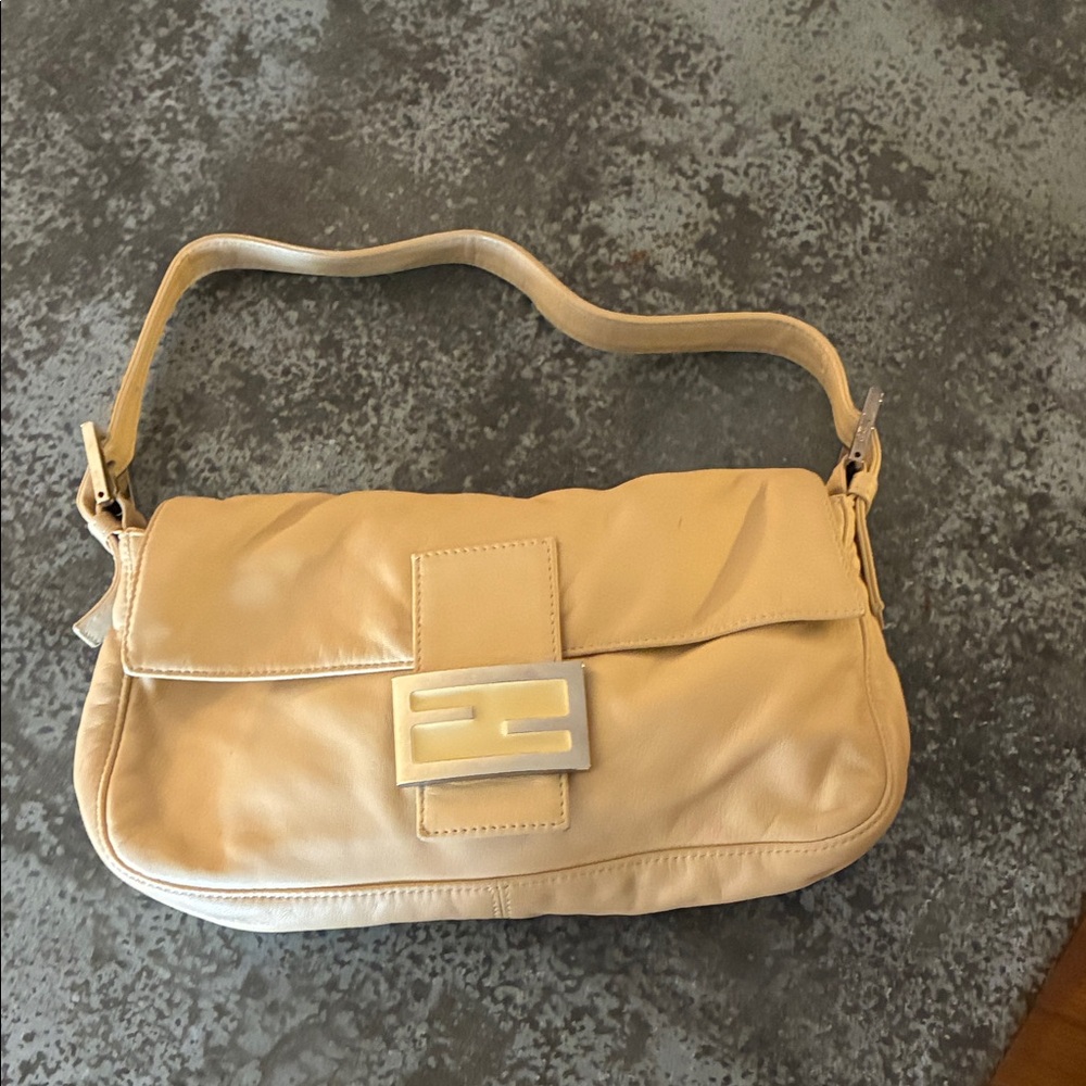 Cream Leather Shoulder Bag